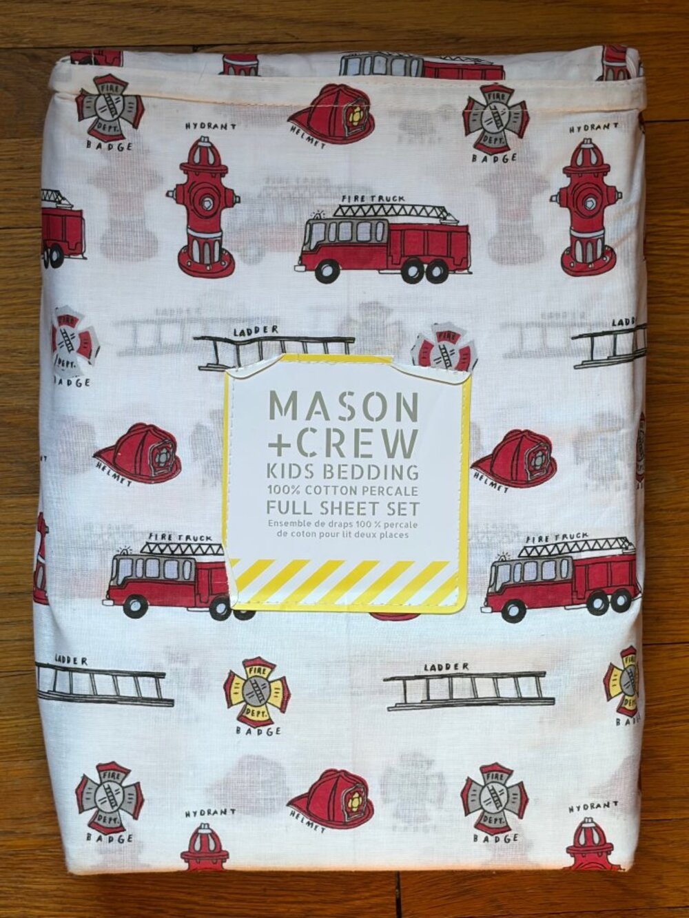 Mason + Crew Vintage Fire Engine Cotton Sheet Set FULL SIZE 100% Cotton